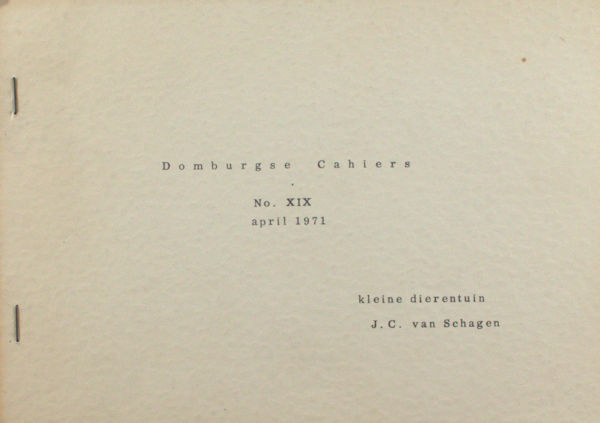 Schagen, J.C. van. Domburgse Cahiers XIX.