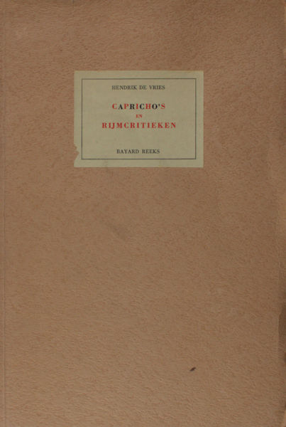 Vries, Hendrik de. Capricho`s en rijmcritieken.