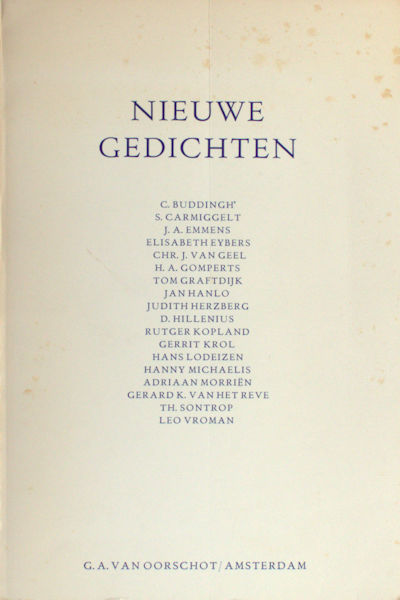 Buddingh', C. e.v.a. Nieuwe gedichten.