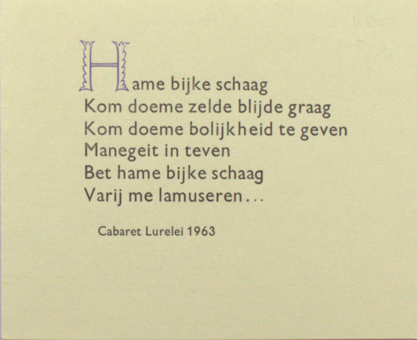 Cabaret Lurelei. Hame bijke schaag.