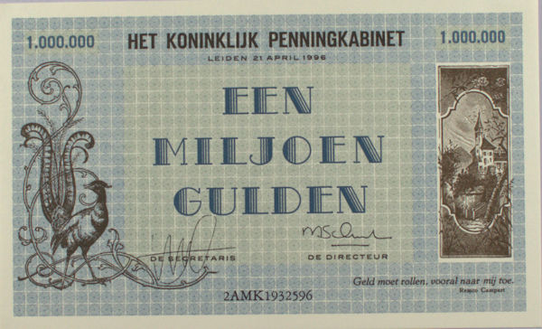 Bankbiljet van een miljoen gulden.