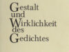 Ibel, Rudolf. Gestalt und Wirklichkeit des Gedichtes.