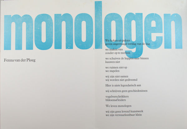 Ploeg, Fenna van der. Monologen.