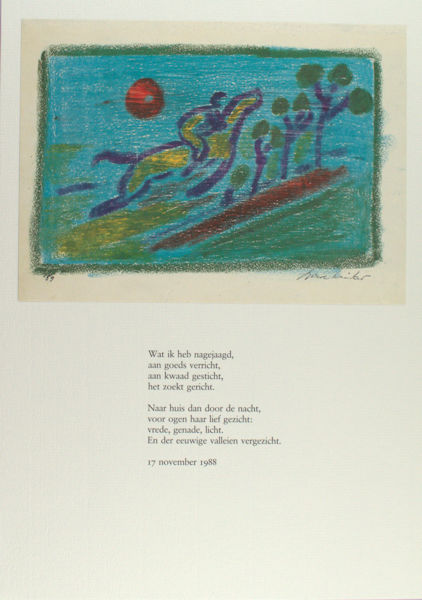 Leiker, Sjoerd. Ruiter in de nacht. Tekening en gedicht.