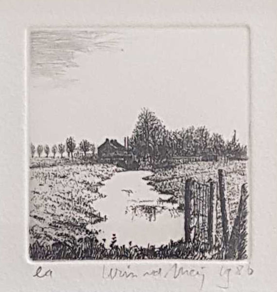 Meij, Wim van der. Landschap met beek.