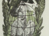 Haller, Bettina. Exlibris voor Stefan Hausherr. 'Zu Max Dauthendey: Geschichte de Beovogels'.