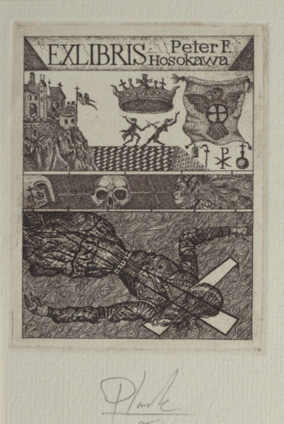 Plank, Heinz. Exlibris voor Peter F. Hosokawa.