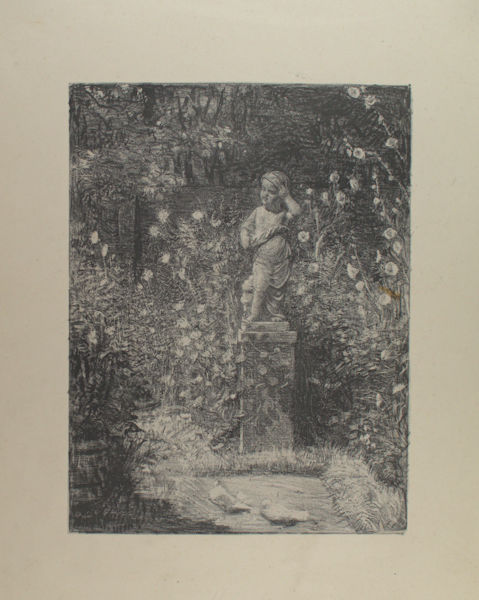 Rueter, Wilhelm Christiaan Georg. Tuin met kinderbeeld.