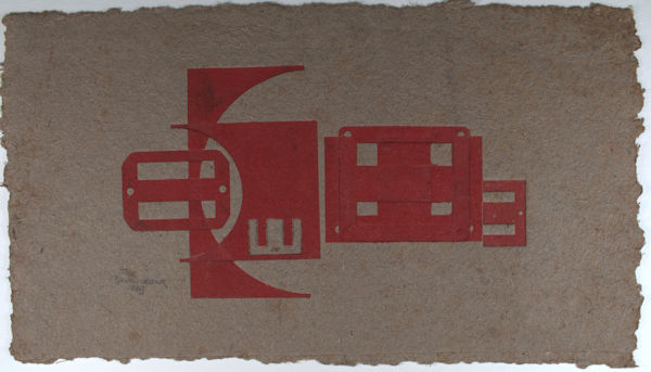 Beerendonk, Theo. Abstract beeld in rood.