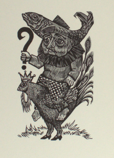 Strik, Lou. Tragisch figuur op kip.