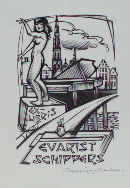 Backer, Denijs de. Exlibris voor Evarist Schippers.