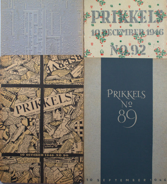 Proost Prikkels. Nummers 81 - 84 + 87 - 92. 'Jaargang' 1946.