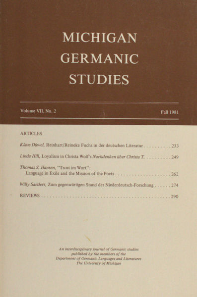 Düwel, Klaus. Rienhart/Reineke Fuchs in der deutschen Literatur.