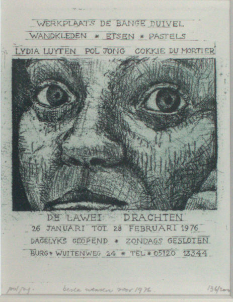 Jong, Pol. Aankondiging expositie met Lydia Luyten en Cokkie du Mortier.