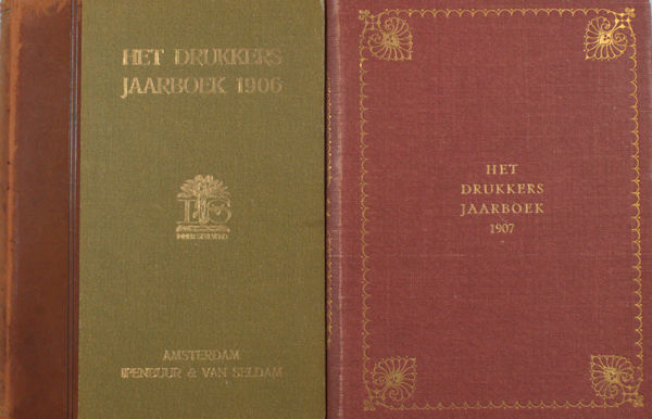 Drukkers Jaarboek voor 1906,1907, 1908, 1911 (4 delen).