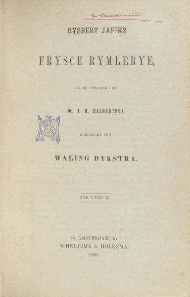 Japicx (Japiks), Gysbert. Frysce Rijmlerye.