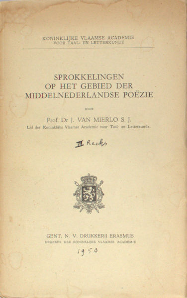 Mierlo, J. van. Sprokkelingen op het gebied der Middelnederlandse poëzie.