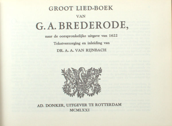 Brederode, G.A. Groot Lied-boek.