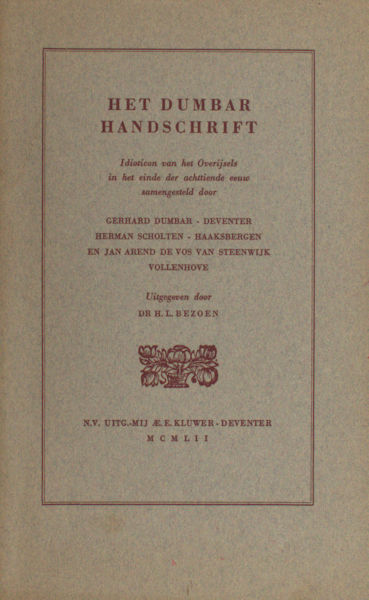 Bezoen, H.L. (ed.). Het Dumbar Handschrift.