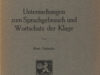Getzuhn, Kurt. Untersuchungen zum Sprachgebrauch und Wortschatz der Klage.