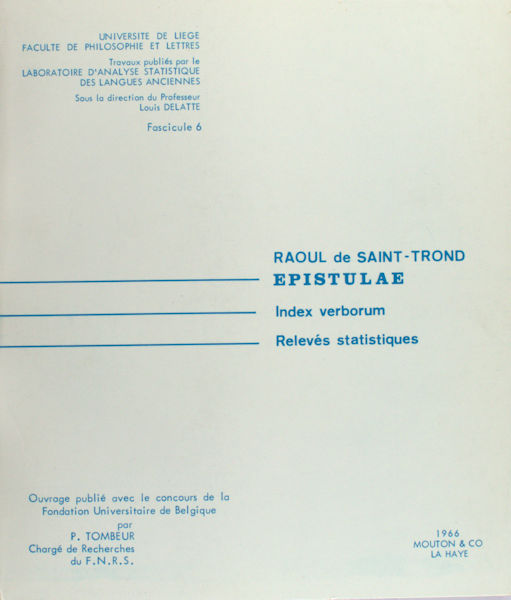 Tombeur, P. Raoul de Saint-Trond: Epistulae.