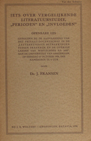 Fransen, J. Iets over vergelijkende literatuurstudie, perioden en invloeden