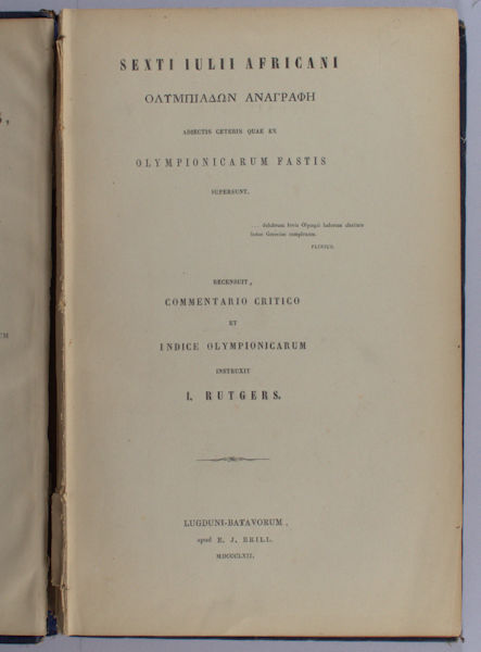 Rutgers, I. Sexti Iulii Africani Olympionicarum Fastis.