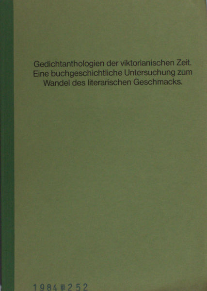 Haaß, Sabine. Gedichtenanthologien der viktorianischen Zeit.