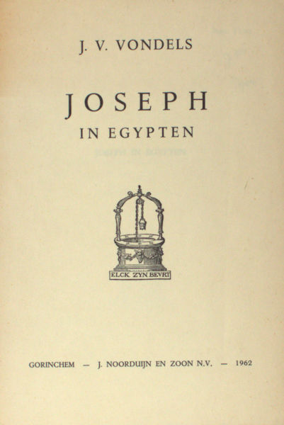 Vondel, Joost van de. Joseph in Egypten.