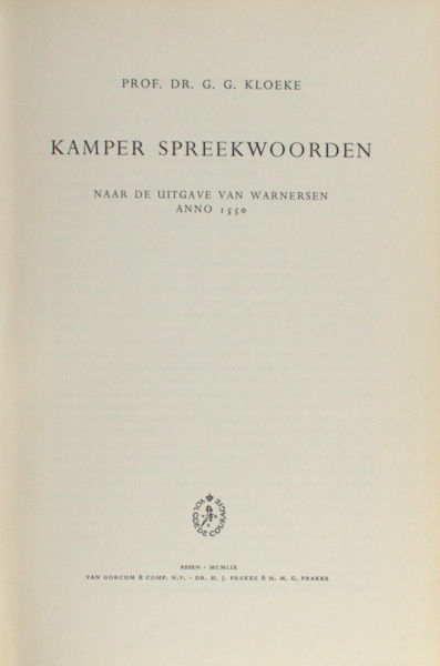 Kloeke, G.G. Kamper spreekwoorden.