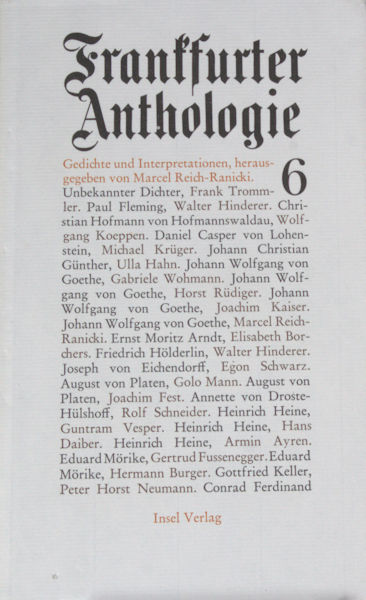 Reich-Ranicki, Marcel (Herausg.). Frankfurter Anthologie 6.