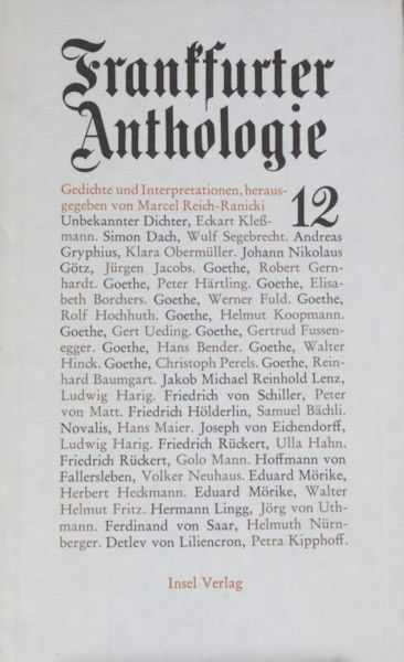 Reich-Ranicki, Marcel (Herausg.). Frankfurter Anthologie 12.