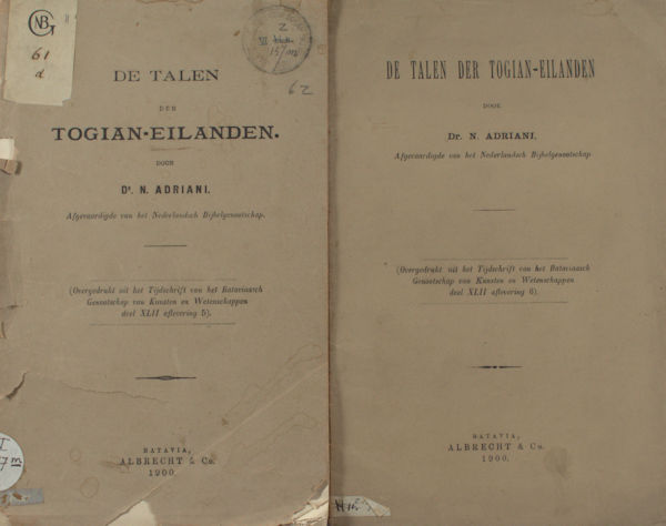 Adriani, N. De talen der Togian-eilanden.