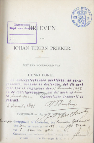 Thorn Prikker, Johan. Brieven.