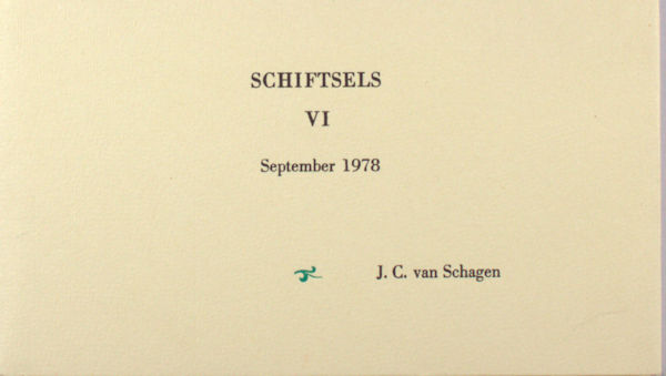 Schagen, J.C. van. Schiftsels VI.