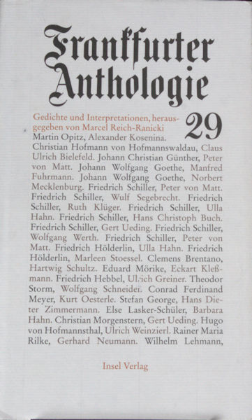 Reich-Ranicki, Marcel (Herausg.). Frankfurter Anthologie 29.