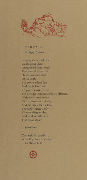Cotton, John. Terrain.