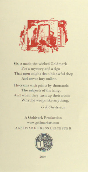 Chesterton, G.K. 'God made the wicked Goldmark'