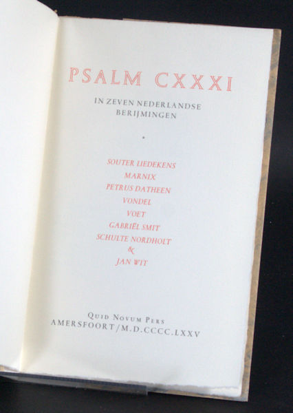 Psalm CXXXI in zeven Nederlandse berijmingen.
