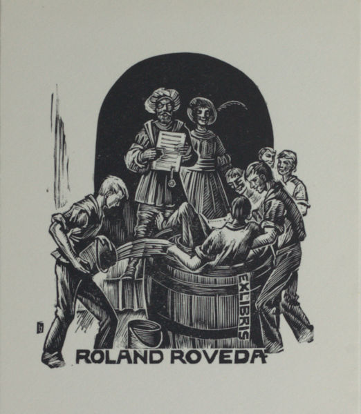 Hauke, Hans. Exlibris voor Roland Roveda.