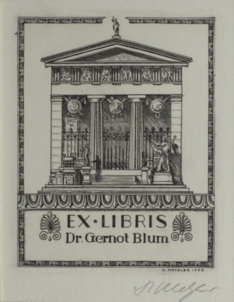 Metzler, Hansjörg. Exlibris voor Dr. Gernot Blum.
