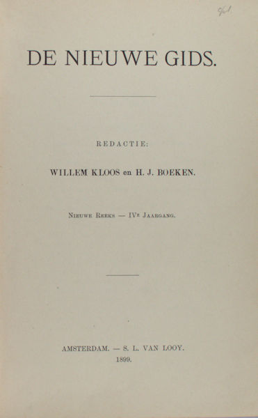 Kloos, Willem & Hein Boeken. De Nieuwe Gids.