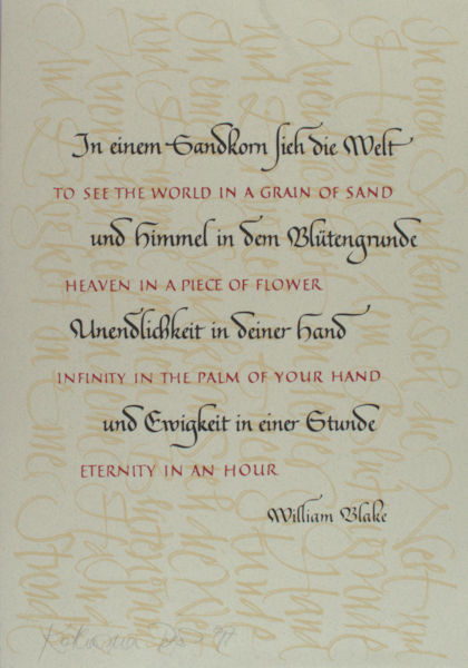 Blake, William. In einem Sandkorn sieh die Welt / To see the world in a grain of sand.