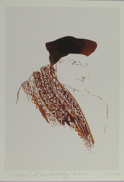 Korteweg, Neel. Portret van Erasmus met batiksjaal.