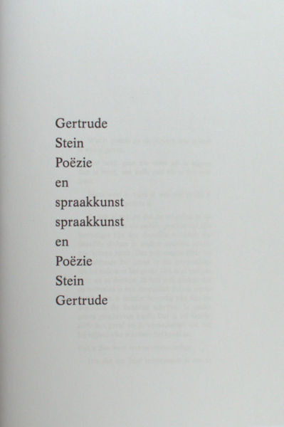 Stein, Gertrude. Poëzie en spraakkunst.
