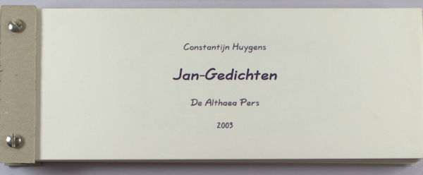 Huygens, Constantijn. Jan-Gedichten.