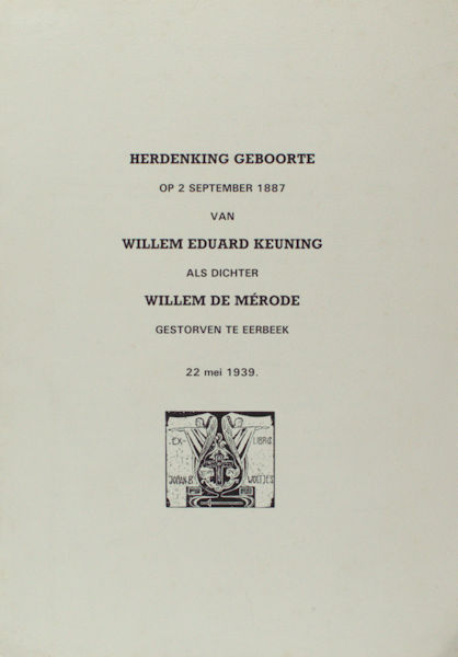 Mérode, Willem de - Joh. B. Woltjes Herdenking geboorte (...) Willem de Mérode (...).