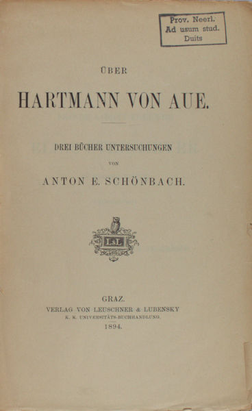 Schönbach, Anton E. Über Hartmann von Aue.