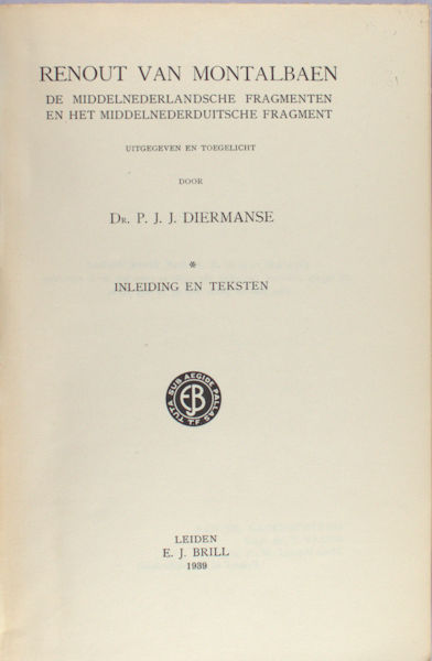 Diermanse, P.J.J. (ed.). Renout van Montalbaen.